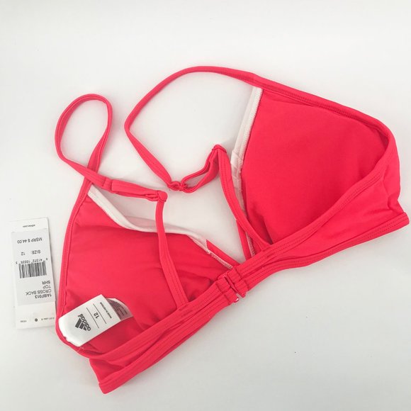 ADIDAS Three Stripe Shock Red Bikini Top👙Sz 12 - Picture 6 of 11
